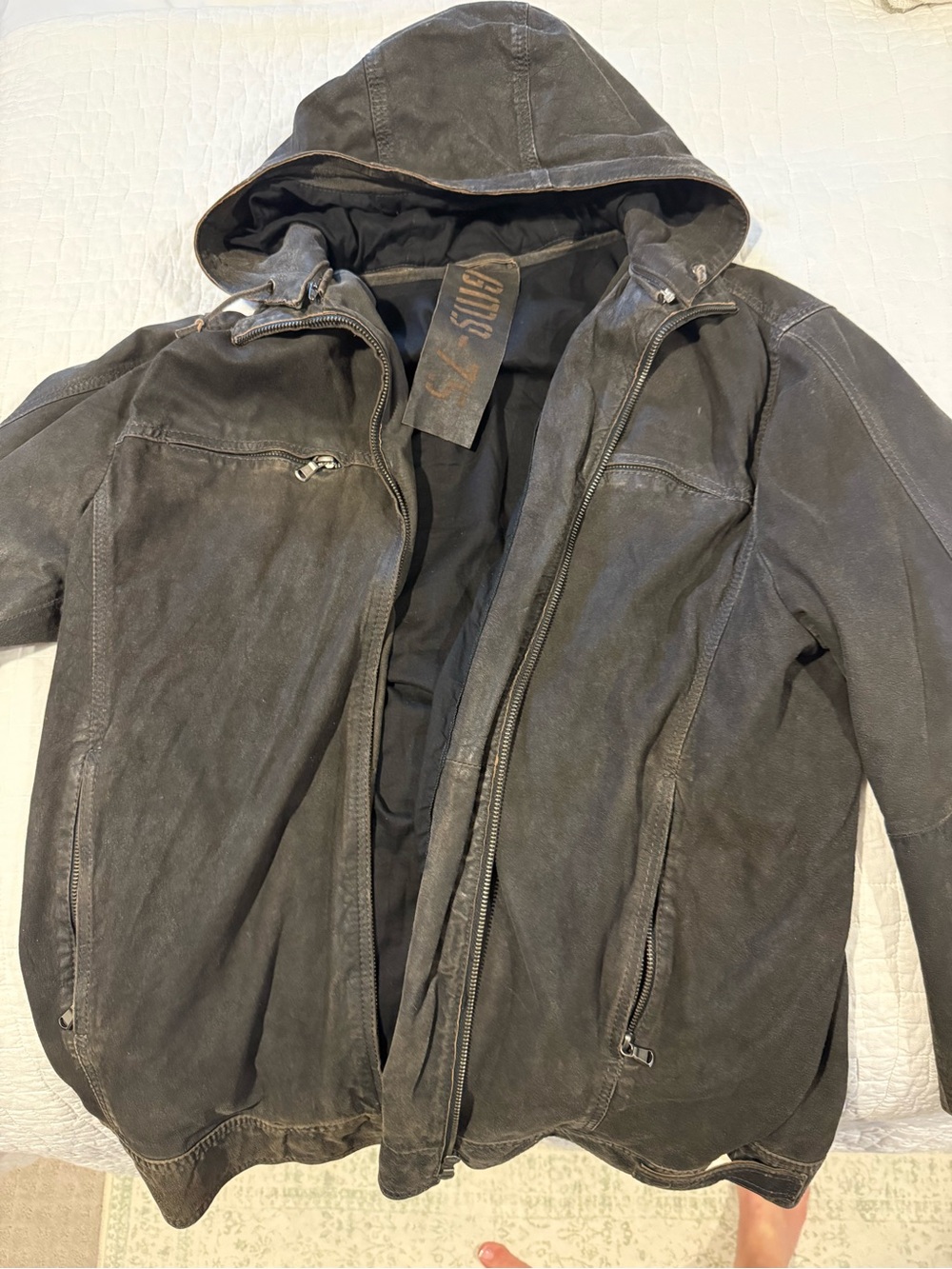 gms 75 leather Hooded Men's Jacket